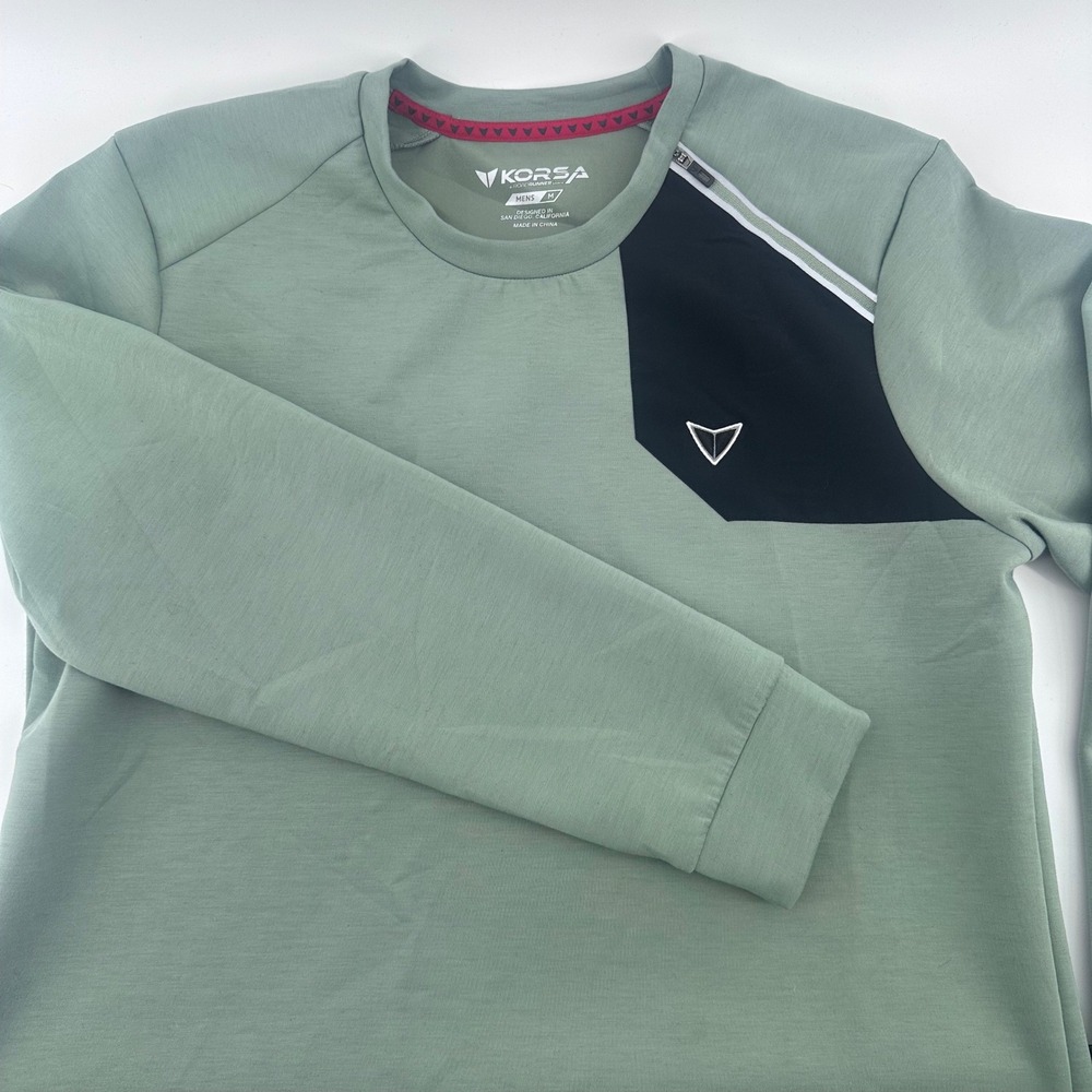 Korsa by Road Runner Sports Pullover‎ Mens M Green Olive Crewneck Long Sleeve